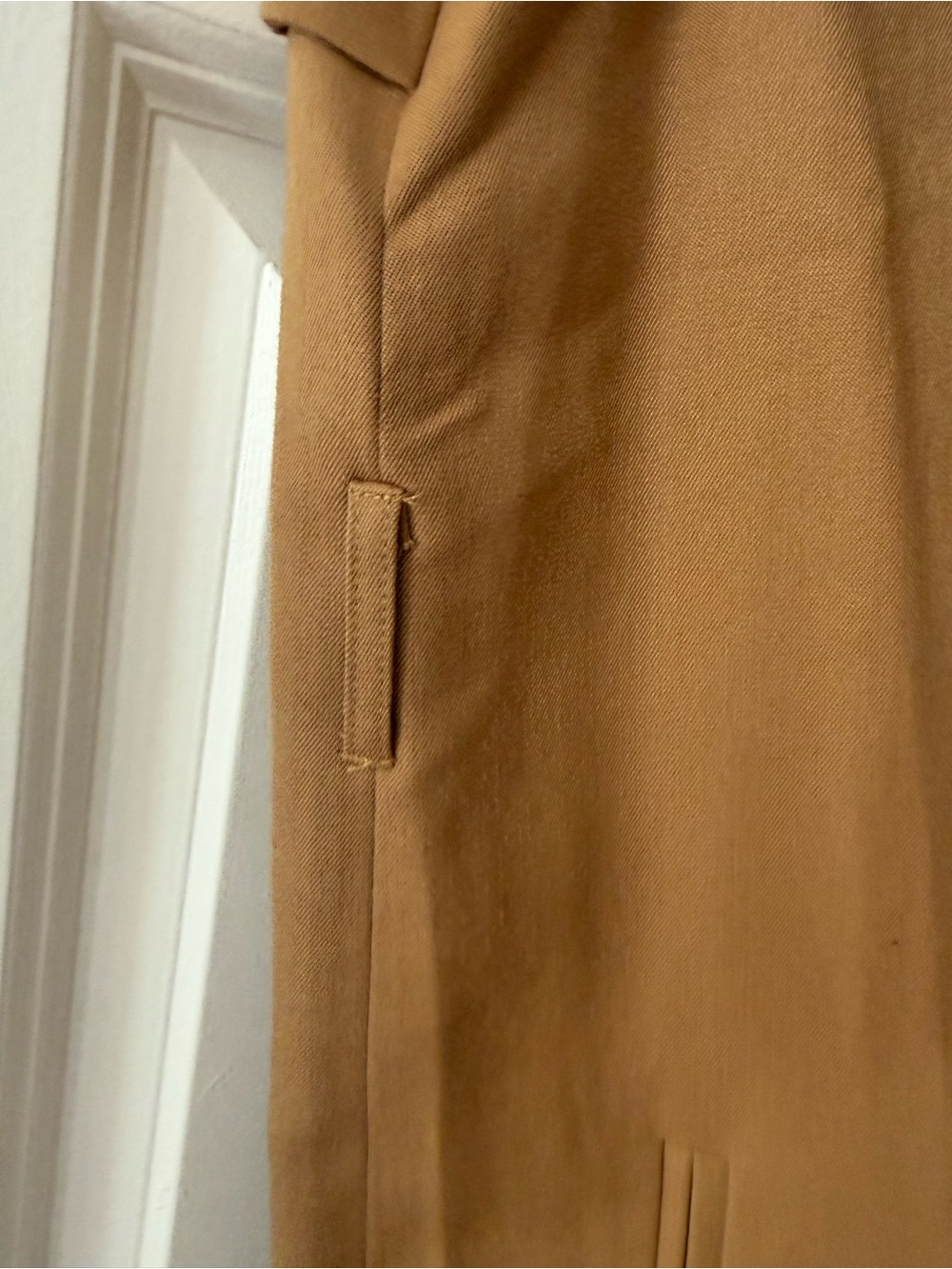 French Mauve Camel Long Sleeveless Duster Trench Vest Jacket Size S - Picture 3 of 7